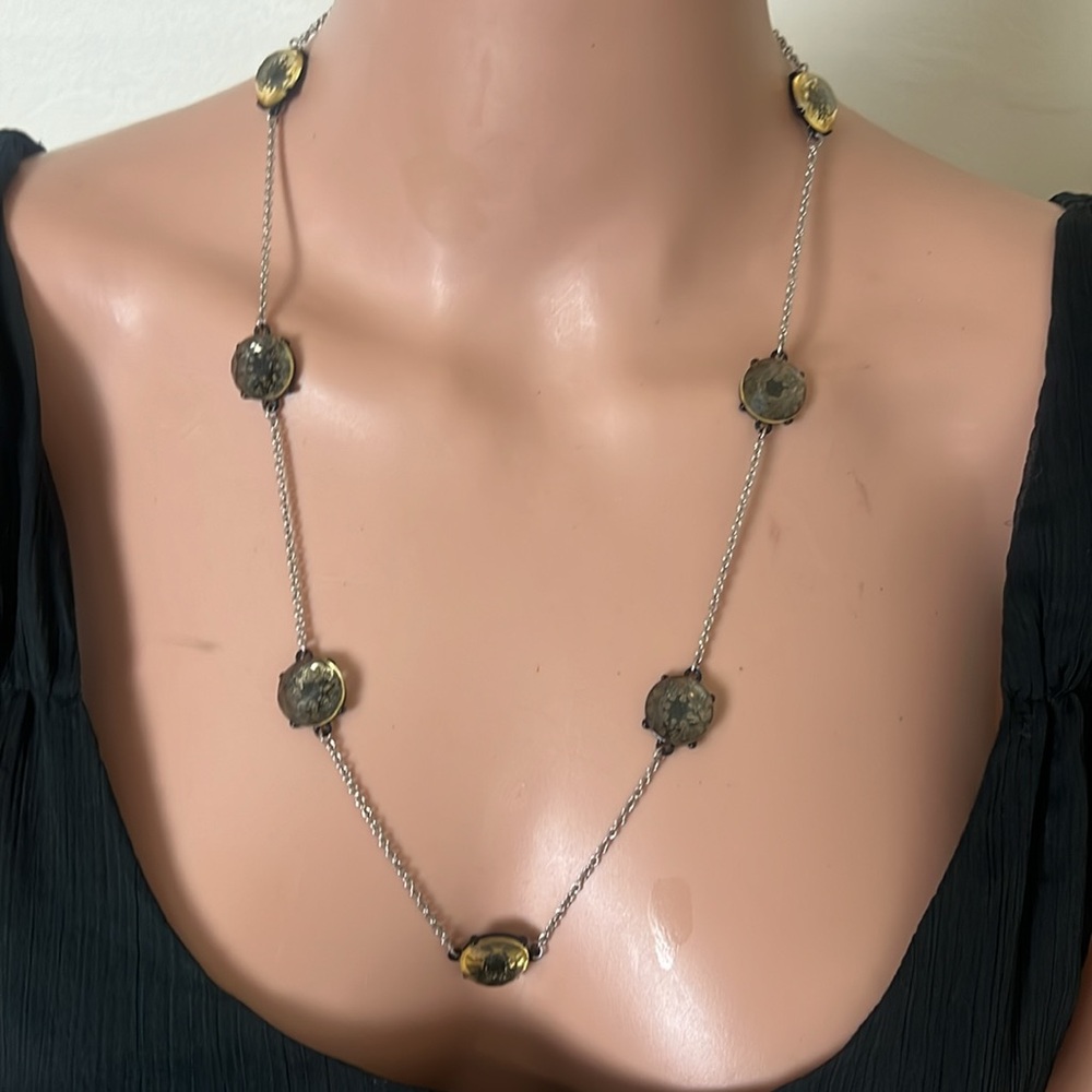 Versano Necklace w/ Marcasite & Disc Stations 29"